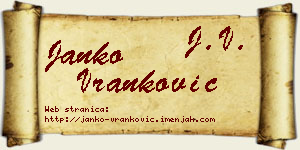 Janko Vranković vizit kartica